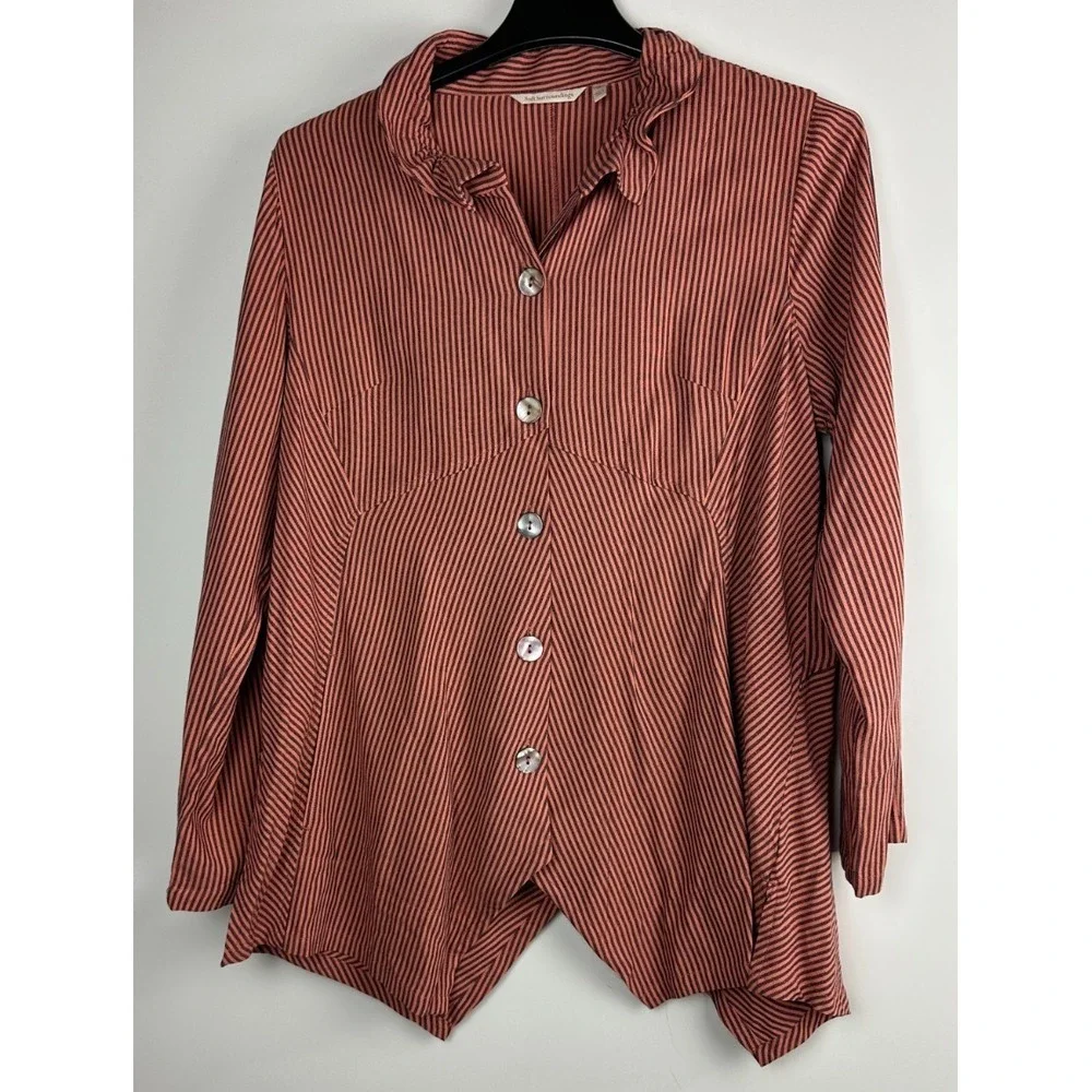 Soft Surroundings Sasha Orange Stripe Button Up Tunic Top Plus Size 1X Lagonlook - Picture 12 of 12